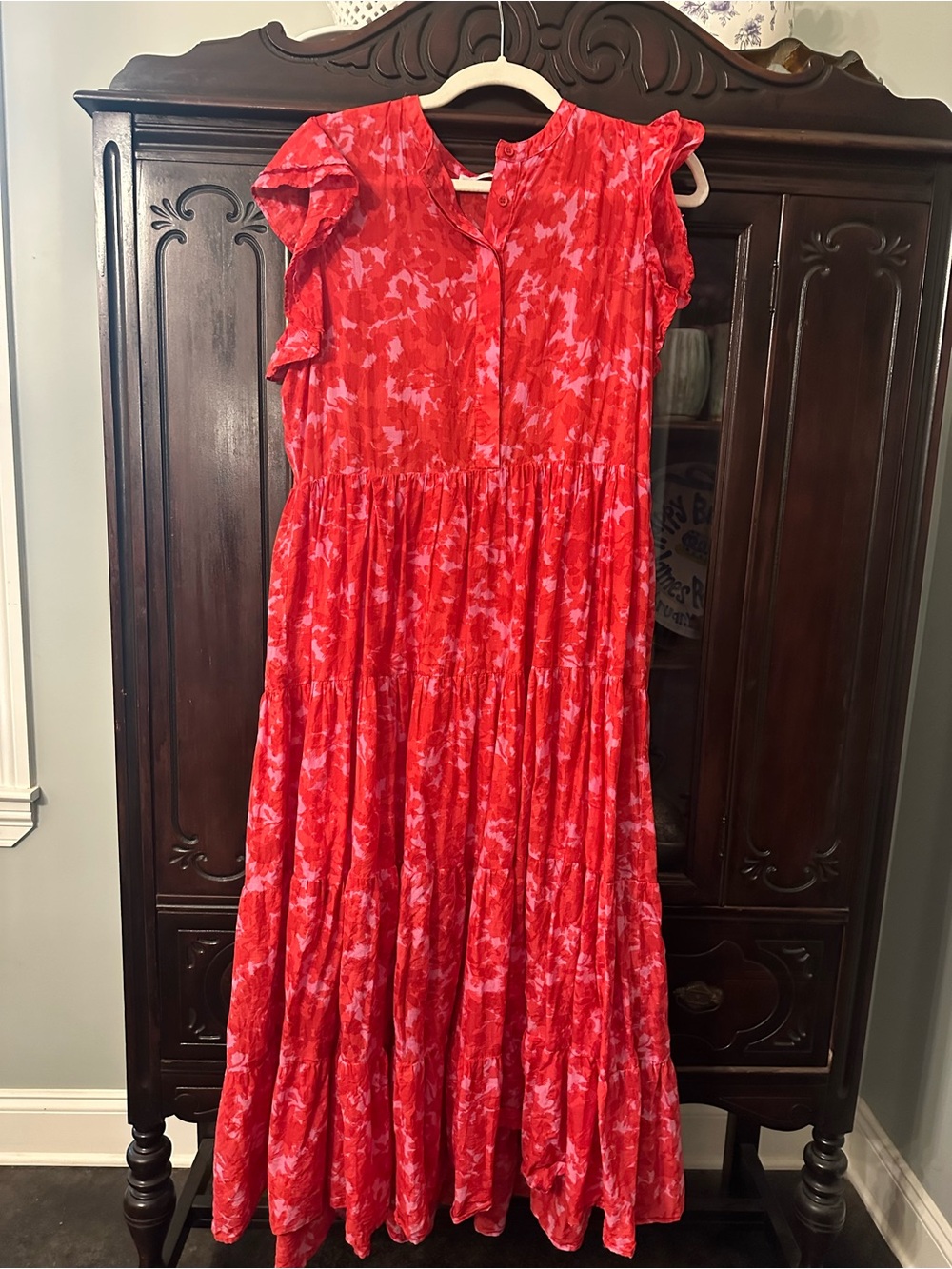 Karlie Red Floral Midi Dress